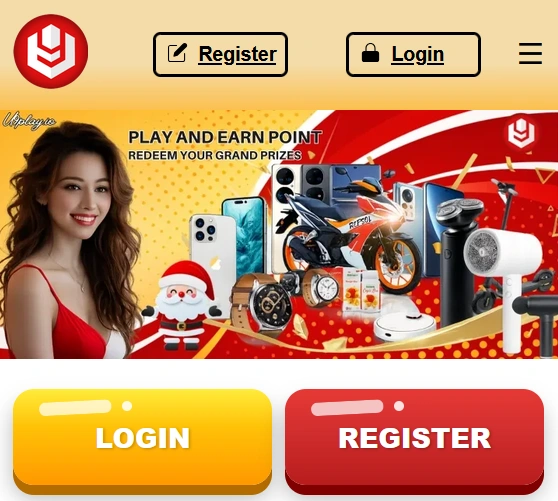U9play homepage with the Register button highlighted